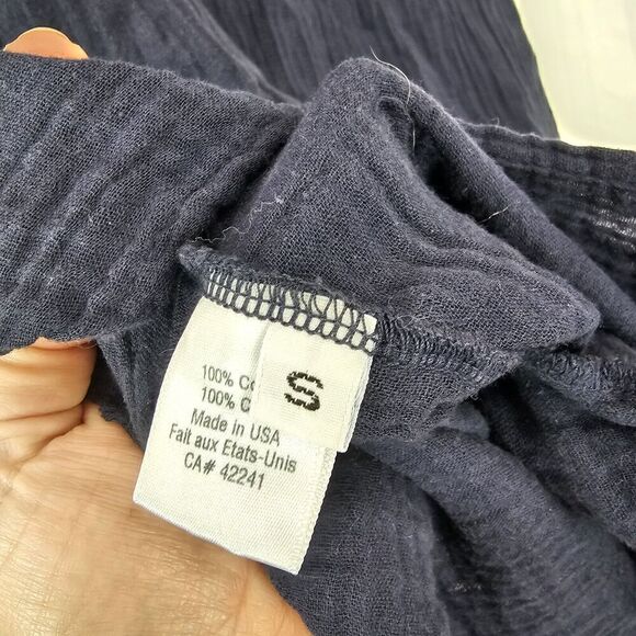 Stark X Sleeveless Collared Shirtdress In Navy Women's  Size Small Muslin Cotton - Picture 7 of 7